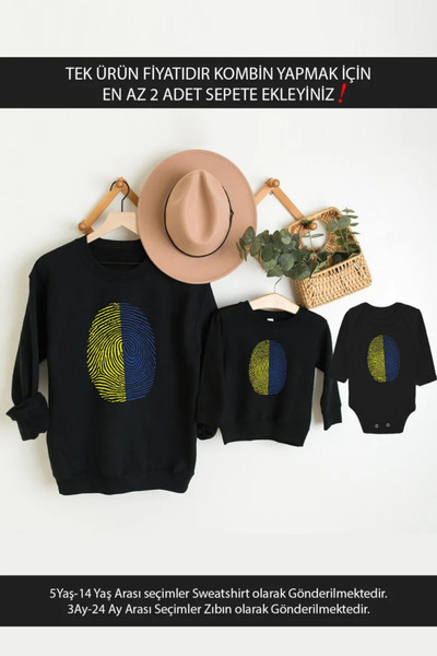 Tshirthane Sarı Lacivert Parmak İzi Baba Oğul Kız TEK ÜRÜN FİYATI KOMBİN YAPM...