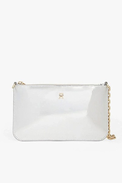 Tommy Hilfiger Th Icon Metallic Chain Shoulder Women's Gray Wallet Aw0Aw18219Pe6