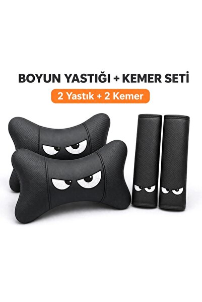 mutlu oto aksesuar Agresif Oto Yastık Ve Kemer Seti Ekstra Yumuşak 2 Yastık 2...