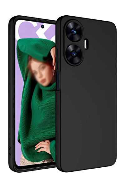 PiyasaSepeti حافظة سيليكون سوداء فاخرة لهاتف ريلمي سي 55