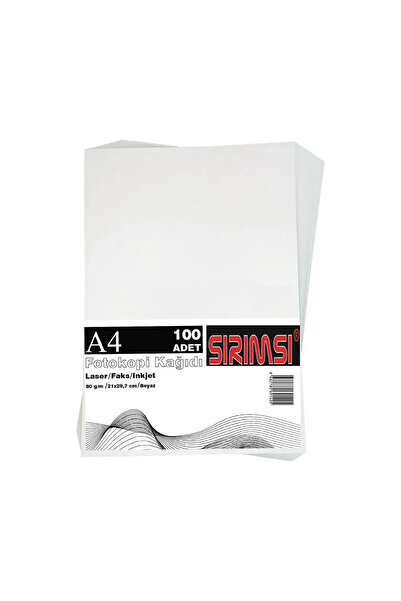 Copier bond A4 100 ' lü Paket 1 Adet 80 Gr Beyaz Fotokopi Kağıdı
