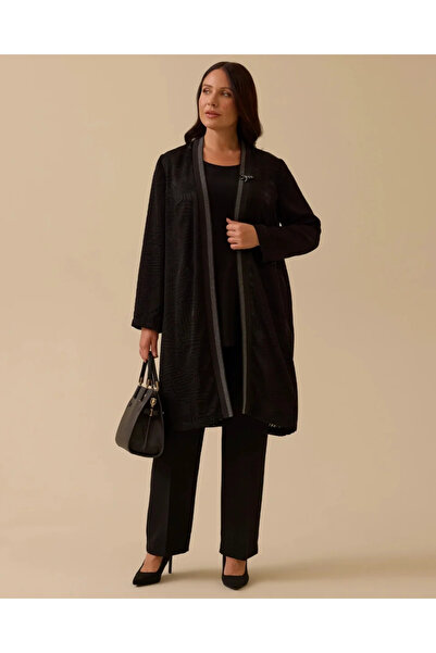 SEÇİL New Women's Plus Size Patterned Cardigan Suit 10002522714001