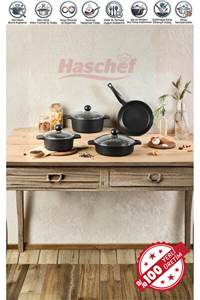 Kristal Döküm Yapışmaz Koku Tutmaz Titanyum Kaplama 7 Parça Set