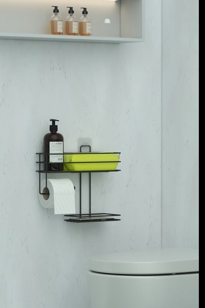 zabata Toilet Hygiene Set with Paper Holder, Napkin Holder, Wet Wipes and Liquid Soap Tank