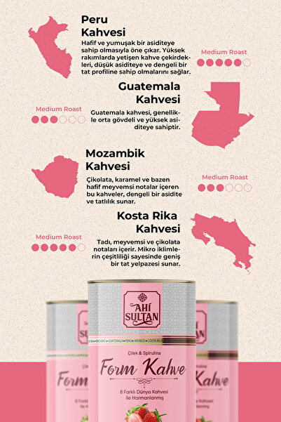 AHİ SULTAN Form Kahvesi 8 Farklı Çilek ve Spirulina Içerikli 100 G