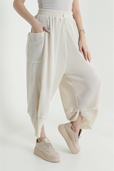 mj style Elastic Waist Women's Boucle Shalwar Trousers