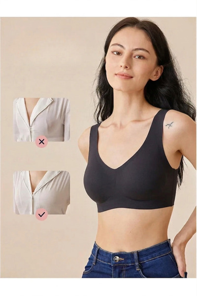 SWEETKORSE Lazer Kesim Dikişsiz Pedli Yumuşak İz Yapmaz Balensiz Invisible Görünmez Push Up Toparlayıcı Sütyen