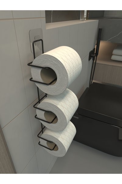 zabata 3 Layers Adhesive Toilet Paper Holder Holder Hanger Matte Black Metal Toilet Paper Holder