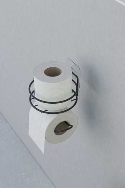 zabata Matte Black Metal Toilet - Round Model with Paper and Adhesive Hanger