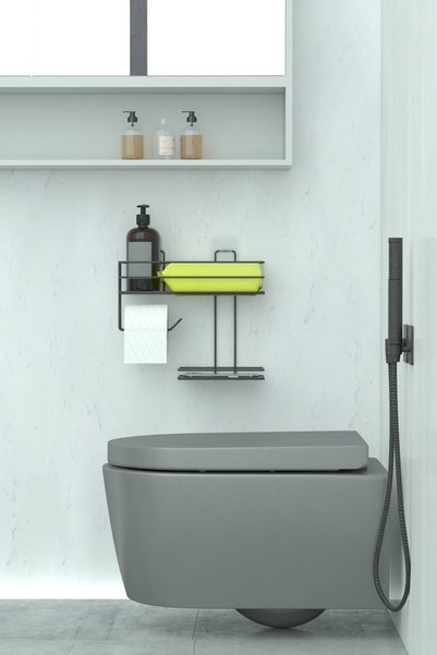 zabata Toilet Hygiene Set with Paper Holder, Napkin Holder, Wet Wipes and Liquid Soap Tank