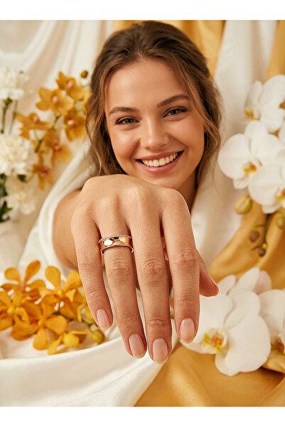 ZENA ACCESSORİES حلقة فولاذية حديثة بتفاصيل زركون