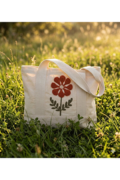 OKTAYUSTA COLLECTİON Kanvas Çıtçıtlı Punch İşlemeli Kadın El ve Omuz Çantası