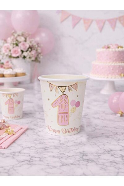 Parti Adresi 1 Yaş Bardak Pembe-Gold 6'Lı
