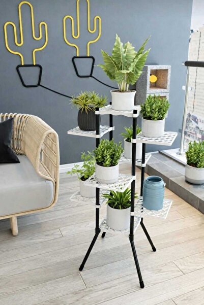 Armarks Beyaz Alin 8'li Çiçeklik, 8 Raflı Saksı Standı, 8 Raflı Plastik Saksı...