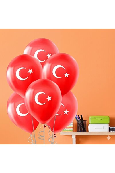 Kika بالون علم تركي 12 بوصة - 30 سم 100 قطعة أحمر-أبيض