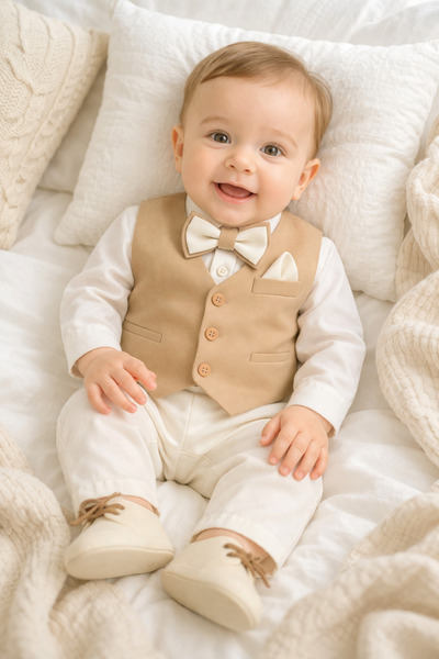 Calide Baby&Kids Erkek Bebek Papyon & Kravatlı Özel Gün Kıyafeti - 7'li Set M...