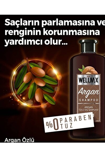 Wellmax Argan Yağlı Saç Bakım Şampuanı 500 ml Tuzsuz-parabensiz-boyasız.