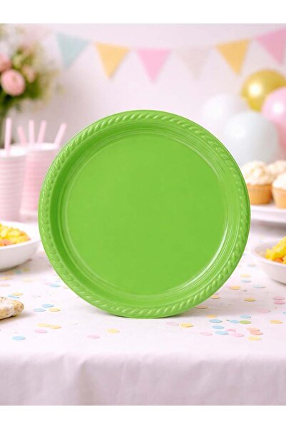 Parti Adresi Plastik Tabak Yeşil Renk 25'Li
