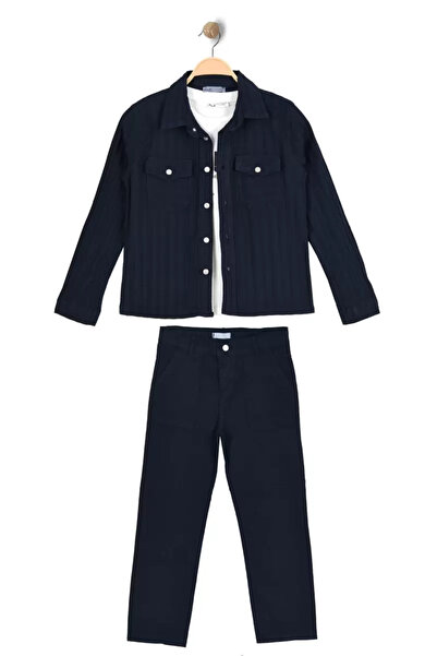 ALG Boys' Festive Triple Set Shirt T-Shirt Pants Stylish Combination