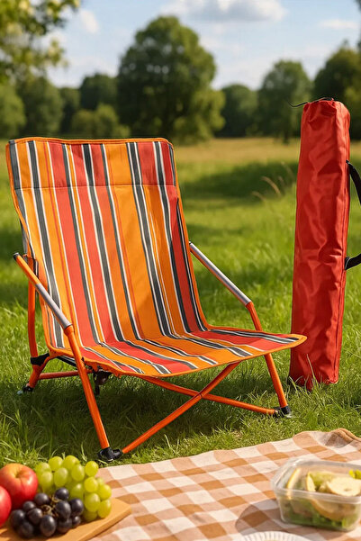 Binbirreyon Çantalı Plaj Sandalyesi Katlanır Kamp Sandalyesi Yere Yakın Sanda...