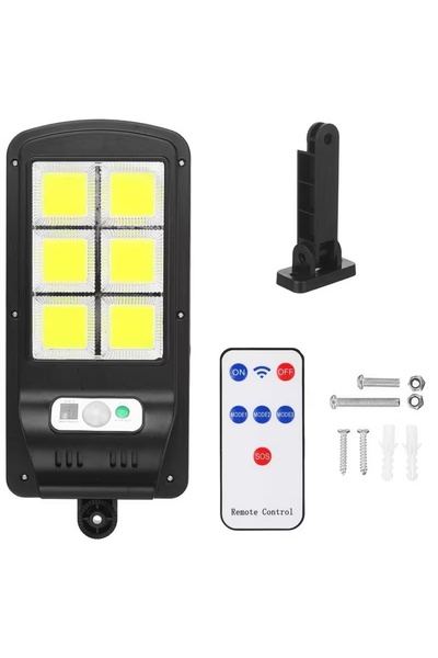 divendi-ro Lampă stradală solară LED, 6 cadrane, senzor de mișcare, IP65, neagră