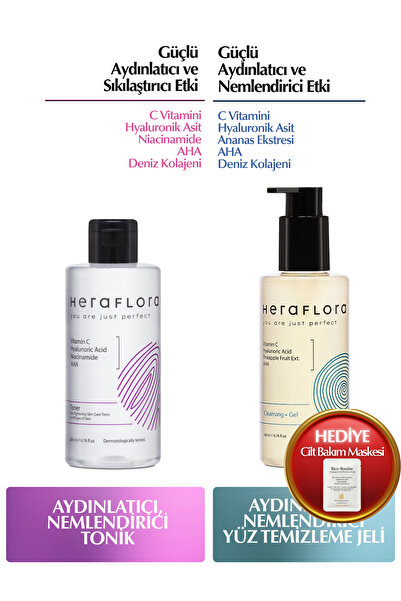 Heraflora Yüz Temizleme Jeli, Tonik Set