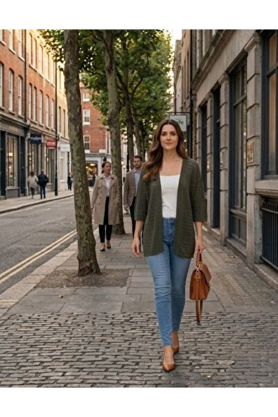 URUMDAY Knitwear Perforated Buttonless Sizeless Cardigan