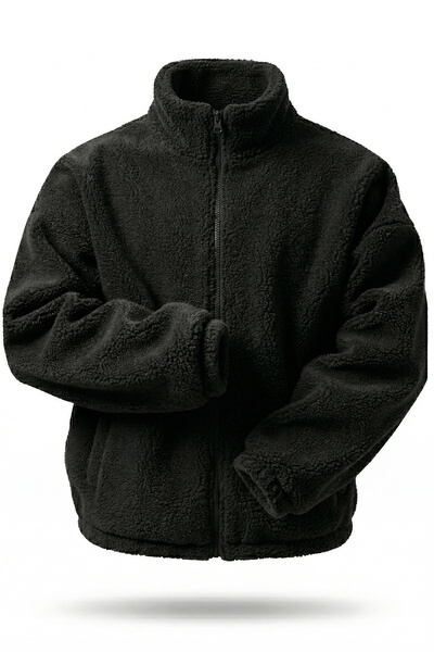 GHASSY CO Erkek Isı Termal İç Dış Sherpa Sonbahar Kış Tam Fermuarlı Peluş Polar Sweatshirt