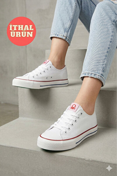 Benetton ® |   Λευκά Γυναικεία Καλοκαιρινά Λινά Παπούτσια Casual Senaker