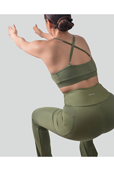 MANTRA LIFE Modal Kumaş İspanyol Paça Olive Tayt