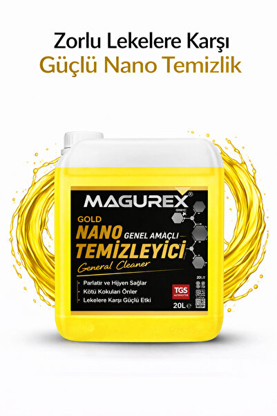 MAGUREX Nano Genel Temizleyici 20L Güçlü Leke Çıkarıcı Çok Amaçlı Temizlik Sı...