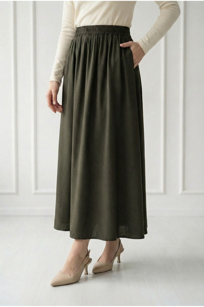 BENAHOLL Φούστα με διπλές τσέπες Buğlem-BY5036.1 Σμαραγδί Πράσινο