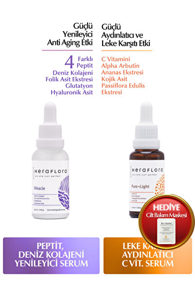 Heraflora Aydınlatıcı, Canlandırıcı, Kolajen Cilt Bakım Seti