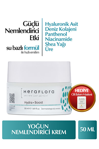 Heraflora Su Bazlı Yoğun Nemlendirici Yüz Kremi Hyalüronik Asit, Shea Yağı, P...