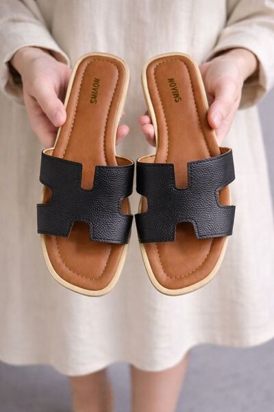 NOVİNS Жіночі чорні повсякденні літні шльопанці