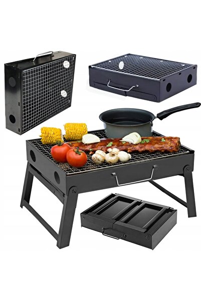divendi-ro Grătar portabil, valiză, pentru grădină, camping, plajă, metal, ne...