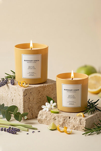 Rakle Le Jardin Rosemary Lemon Kokulu 2'li Mum Seti Sarı 120 gr - 200 gr