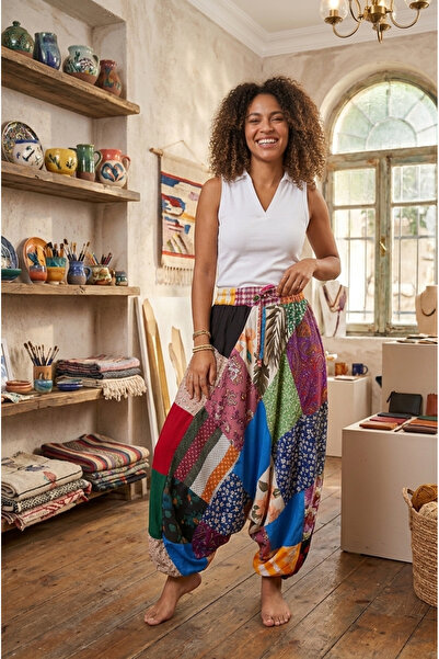 ÇATI KATI Vintage Özel Tasarım Patwork Masal Bahçesi Şalvar