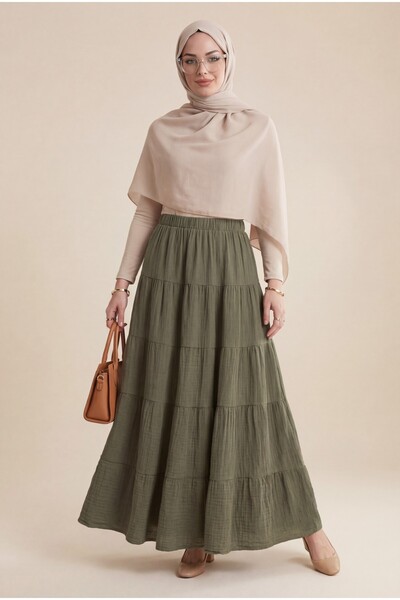HİJABAYA Φούστα μουσελίνας με ελαστική μέση και τμηματική εφαρμογή