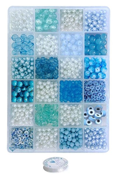 By MO Accessories Çocuklar İçin Mavi Boncuklar ve Figürlerle İnci Boncukla Ta...