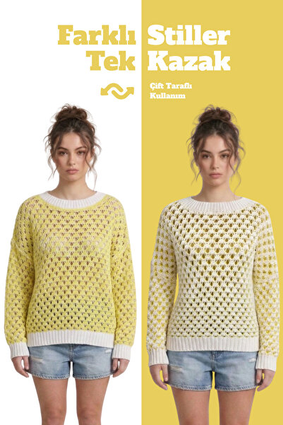 Neden Tekstil Reversible Knitwear Sweater Special Design Two Ways to Use F Me...