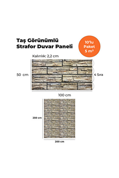 KnB Duvar Panelleri KESTAS-110 TAŞ GÖRÜNÜMLÜ 3D STRAFOR DUVAR PANELİ (10'LU P...