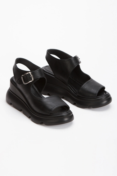 Miss Mitto Γυναικεία άνετα πέδιλα με μαύρη ψηλή σόλα