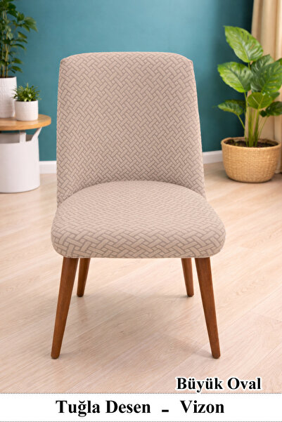 upmall A Kalite Mutfak Sandalye Kılıfı Büyük Oval Tuğla Desen Streç Lastikli ...