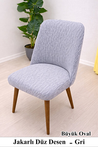 StarMall Kaliteli Büyük Oval Sandalye Kılıfı Jakarlı Yıkanabilir Lastikli Mut...
