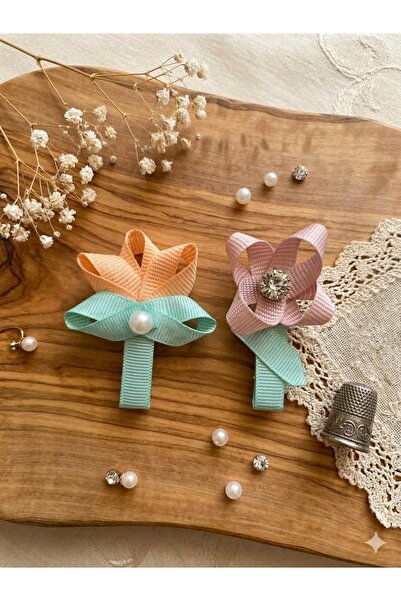 roseberry 2’li incili taşlı çiçek tokalar