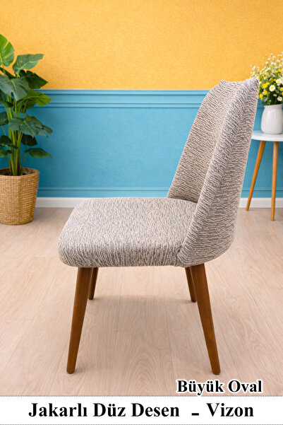 StarMall Kaliteli Büyük Oval Sandalye Kılıfı Jakarlı Yıkanabilir Lastikli Mut...