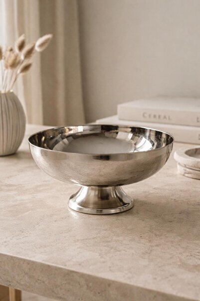 Gaia Concept Paslanmaz Çelik Kısa Ayaklı Geniş Dekoratif Sunum Kasesi 10x15,5...