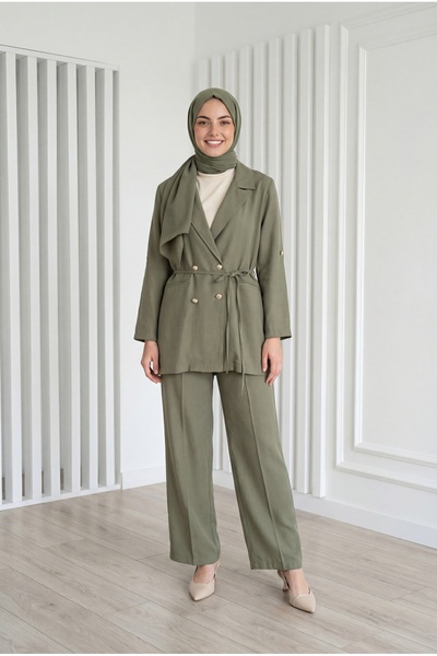 MİHRA STORE Σετ Σεντάκι με Χρυσά Κουμπιά και Παντελόνι με Κρυφές Τσέπες - GS5...