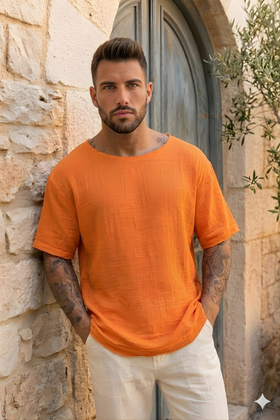 bozdemirtshirt Erkek Oversize Keten Tshirt/Oversize Keten Tshört